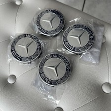 Original Mercedes-Benz Naben Kappen Raddeckel Klassik Loorbeerkranz Blau neu