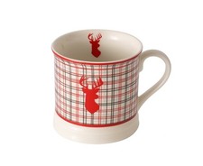 2er Set Kaffeetassen JUMBO Karo Hirsch 420ml Weihnachten Tassen Schottland b882