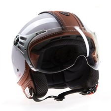 Jethelm Rollerhelm Policehelm Motorradhelm CMX "Paul" weiß mit braunem Leder