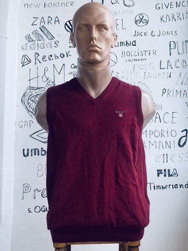Men gant vest burgundy wool - gant, s