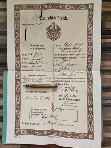 Reisepass deutsches reich 1915 - reisepass,