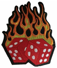 Burning Dices Würfel Aufnäher Patch Biker Kutte Rockabilly RNR Rockabella Weste