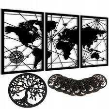 Wandbild Weltkarte 3-tlg