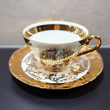 Kleiber Regnitzlosau Porzellan Mokka-Tasse mit Handarbeit 22 Karat Goldauflage