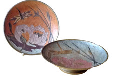 2 x Messing Emaile Schale auf