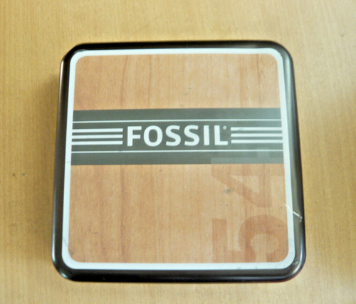 Vintage leer fossil blechdose - leer,