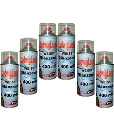 Weiß glänzend  6 Spraydosen  Autolack  Farbton 400ml RAL 9010 glänzend Ludwiglac