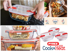 Glas Behälter Lebensmittel Belüftet Deckel Aufbewahrung Mahlzeit Kochen und Heizen Alle Größen Pyrex