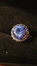 TANSANIT RING, 585 GOLD, 4 GR, RUND FACETTIERT,   4, 5 ct, UNIKAT, BLAU, VINTAGE