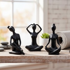 3er Set Yoga Deko Frau Figur