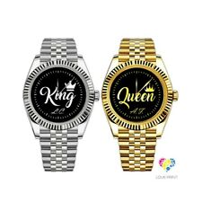Armbanduhren für Paare personalisierbar mit Namen/Initialen KING & QUEEN