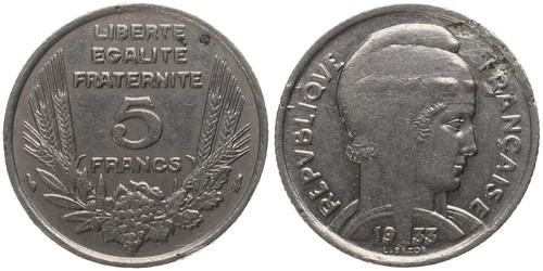 Frankreich france 5 francs - -,