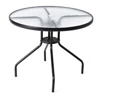 Gartentisch Bistrotisch Balkontisch Glastisch rund 90x70 cm Beistelltisch