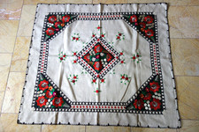 rare' handmade vintage tischdecke stickerei embroidered tablecloth 60's 70's TOP