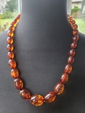 Alte Bernstein-Halskette 63 cm lang, Vintage