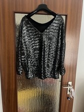 Pailletten Oberteil Schwarz Gr