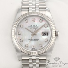 Rolex Datejust 36 mm 116234 Stahl Weissgold 750 Perlmutt Diamanten Automatik