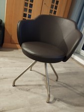 hochwertiger Esszimmerstuhl Drehstuhl Rückstellfunktion braun Chrom Wössner