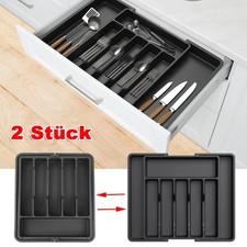 2x Besteckkasten Einsatz Erweiterbar Küchen Schubladen Organizer Besteckeinsatz