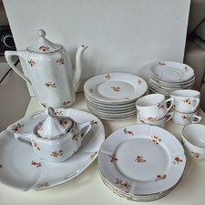 Service Kaffeeservice Josef  Rieber  Porzellan 1920er Jahre Bavaria Set Goldrand