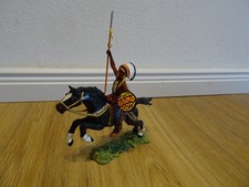 Elastolin 7 cm Figur Indianer Häuptling Krieger mit Speer Jäger zu Pferd !