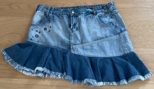 DESIGUAL: TOLLER ROCK, JEANSROCK, DEMIN, BLAU, ASYMMETRISCH, NIETEN, GR. L