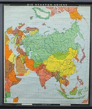 Vintage Karte Länder Asiens Asiatische Staaten Wandtafel Poster