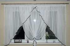 Moderne Fertiggardine aus Voile SET Schöne Gardine AG30 Fenstergardine Weiß