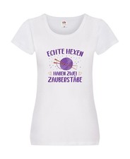Hexen haben zwei Zauberstäbe | Stricknadeln | Wolle Damen Shirt Weiß