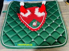 Weihnachten Set Grün Mit Glitzersteinen Schabracke/Fliegenhaube Pony