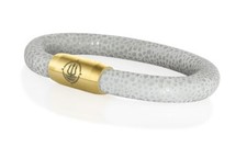 Seemannsgarn _ Maritimes Leder Armband mit Rochen-Optik "Sylt" grau 8mm