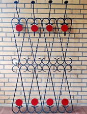 70er Jahre Wandgarderobe massives Schmiedeeisen Keramik 11 Haken