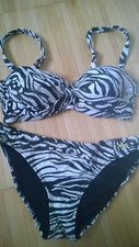Bruno Banani - Bikini  - schwarz beige Print - 38/36D  NEU - 