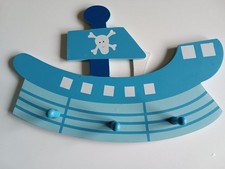 Piraten Garderobe für Kinder Blau aus Holz