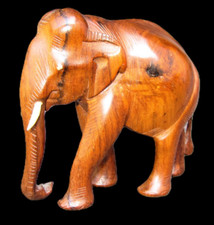 Figur Elefant Holz Knochenbein Afrika handgeschnitzt 15x14x6cm alt und dekorativ