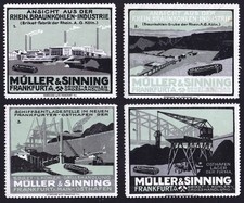 Brikett & Kohlen „Müller & Sinning“ Frankfurt a. Main-Osthafen, 4 Werbemarken