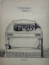 Jugendstil Feder Zeichnung Sofaumbau Möbel Entwurf 33 x 24,5 cm Antik