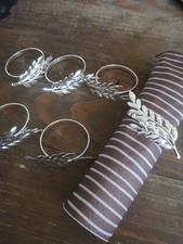 Servietten Ringe 6 Stk Edelstahl Blatt Motiv 