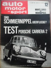 AUTO MOTOR UND SPORT 12 - 15.6. 1963 Porsche Carrera Mini Cooper S Indianapolis