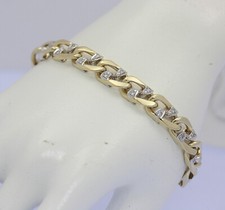 Flachpanzer Armband in 14 kt 14k 585 er Gelb Gold mit Brillanten Brillant Massiv