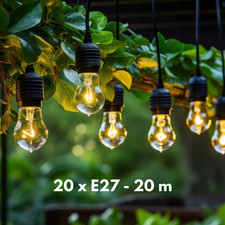 Lichterkette Gartenlichter Terrassenbeleuchtung Glühbirnen E27 Warmweiß 10m 20m