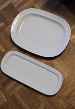 Thomas Porzellan 2 Servierplatten 37x15 / 35x26 cm Geschirr Platten weiß Teller