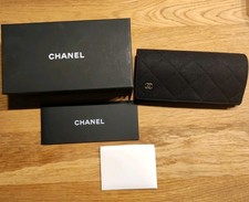 Chanel Brillenetui schwarz Clutch gesteppt