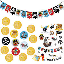 Piraten Party Kindergeburtstag Deko Set - Piraten Girlande + Tattoos + Konfetti