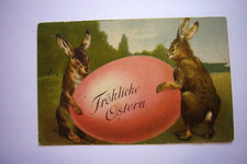 Alte AK Ostern  2 Hasen mit