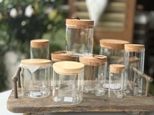 Konvolut Vorratsgläser 9 Stück in 5 Größen Glas alle mit Deckel Kork / Bambus