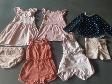H&M Baby Mädchen Paket Sommer 74 80 Kleid Jumpsuit UV Schutzanzug rosa blau