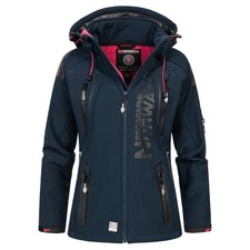 Geographical Norway Damen Jacke Softshell Blau Kapuze Winter wasserabweisend