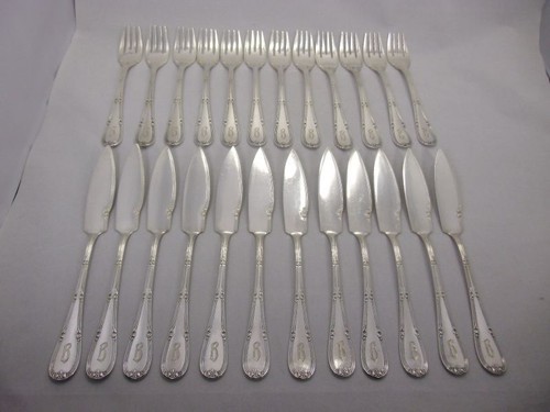 24tlg jugendstil fischbesteck - 24tlg.,