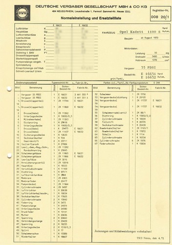 Datenblatt einstelldaten solex - datenblatt,